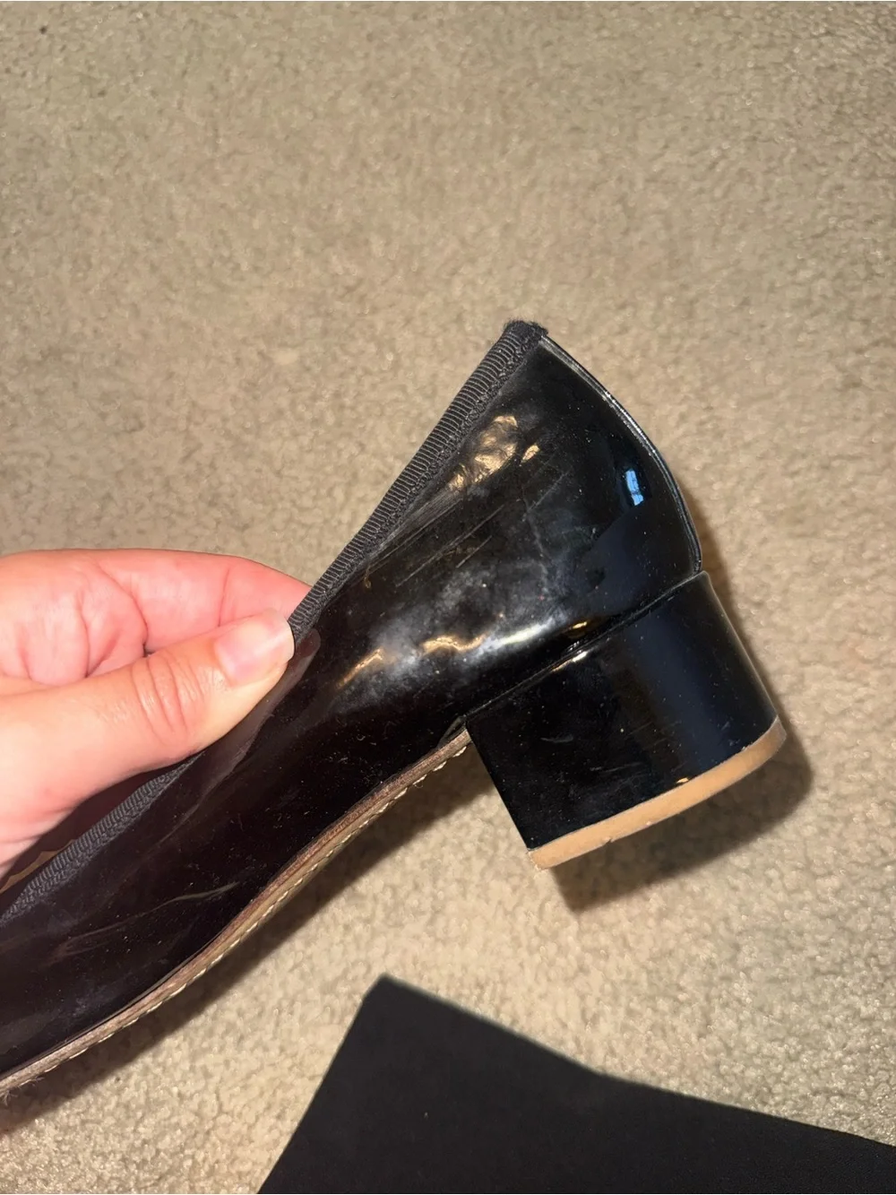 Tory Burch Black Patent Leather Round-Toe heels with bow and Gold Logo